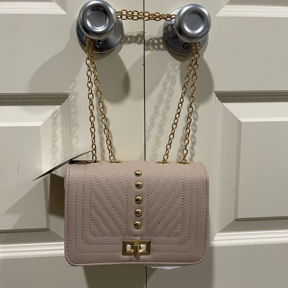 Cream Quilted Chevron Crossbody